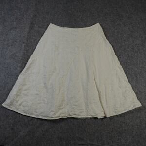J. Jill Skirt Womens 10 Petite Mini A-Line Eyelet White Flared Side Zip Cottage